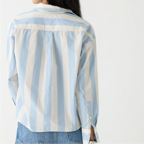 J. Crew Collection Relaxed Fit Cropped Button Down Shirt in Barlow Stripe - Picture 4 of 11